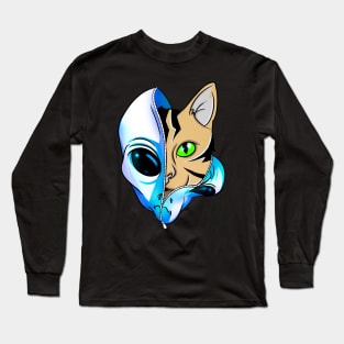 Blue Extra-terrestrial Feline Space Alien Cat Long Sleeve T-Shirt